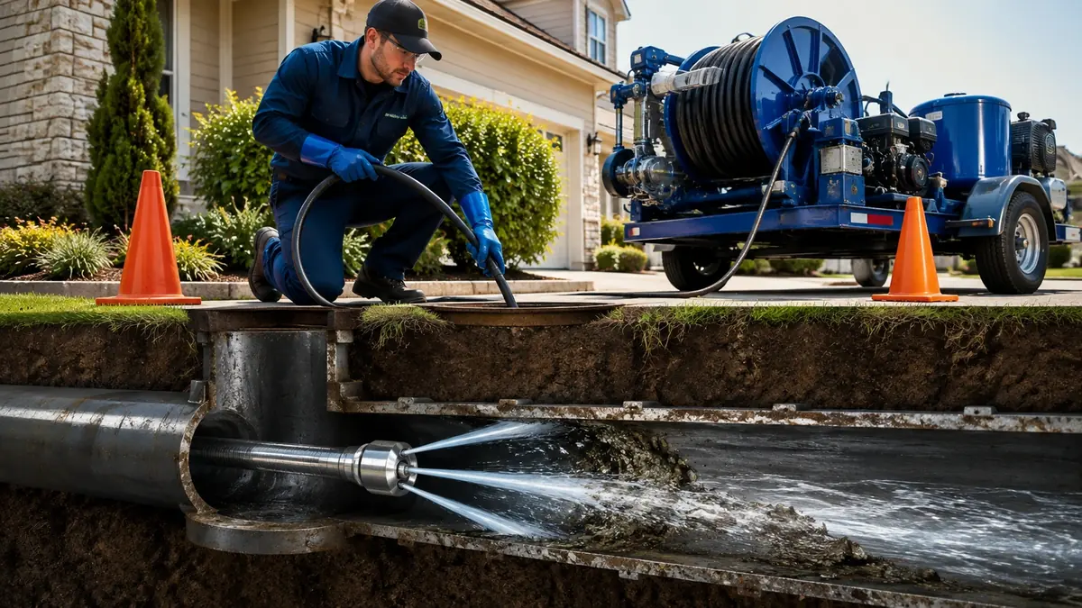Main Sewer Line Hydro Jet Cleaning in Maywood