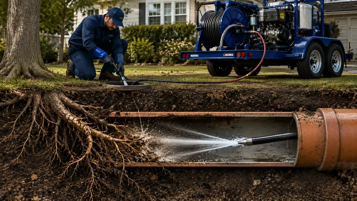 Tree Root Removal with Hydro Jetting in Maywood